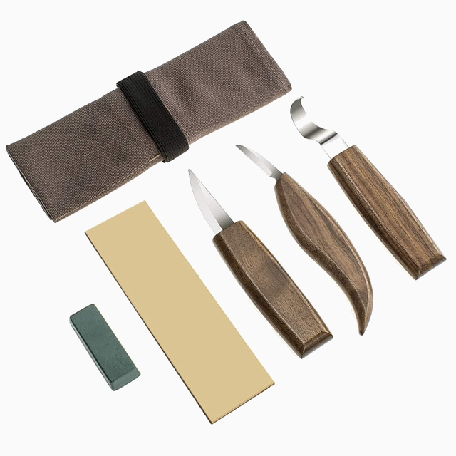 Set For Wood Carving 6 Pieces, Hook Knife, Detail Knife, Straight Knife